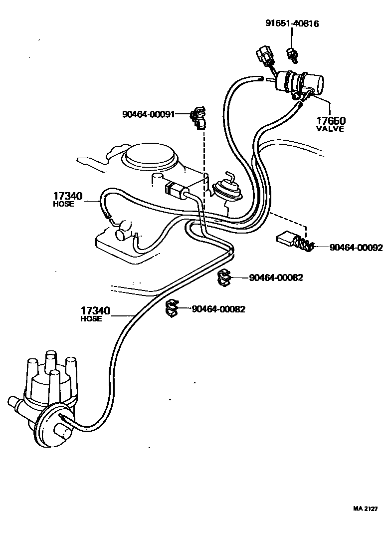 Toyota HILUX vacuum tube EPC diagram — MA2127