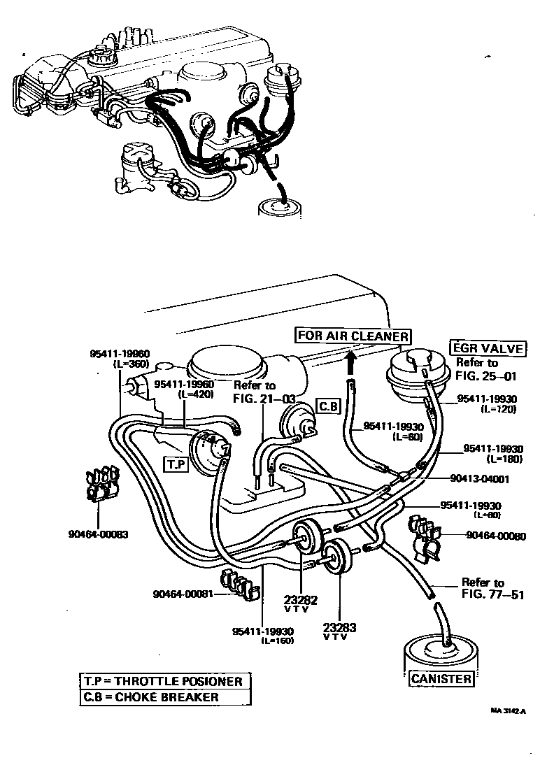 Toyota HILUX vacuum tube EPC diagram — MA3142A