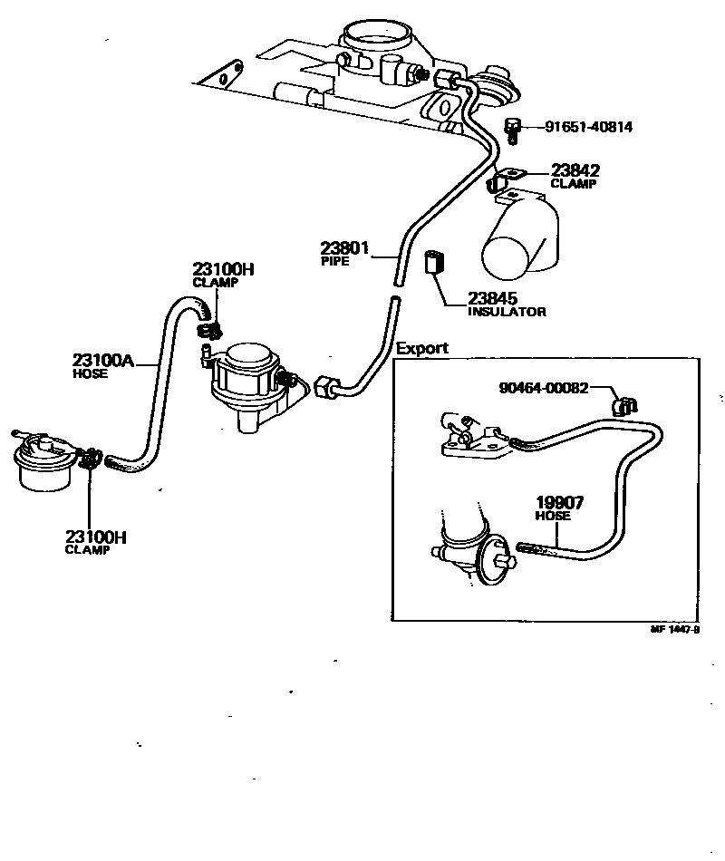 Toyota HILUX 燃油管和卡箍 EPC diagram — MF1447B