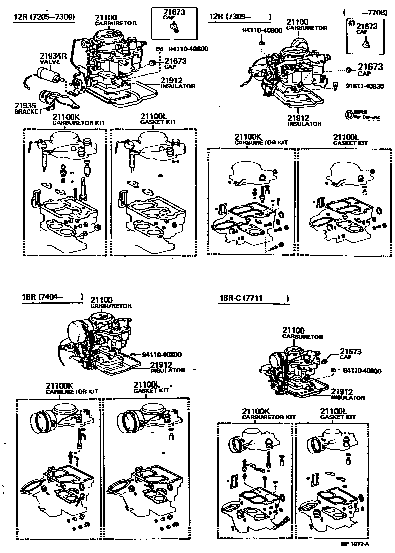 Toyota HILUX carburetor assembly EPC diagram — MF1972A