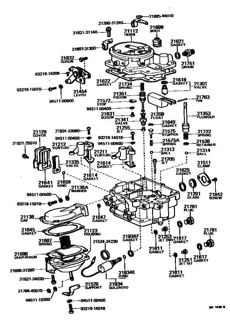 Toyota HILUX 化油器 EPC diagram — MF1438B