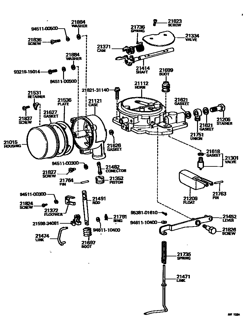 Toyota HILUX 化油器 EPC diagram — MF1584