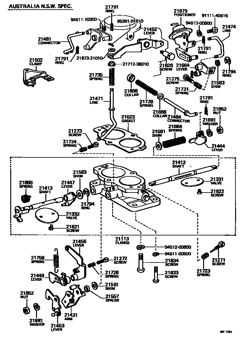 Toyota HILUX 化油器 EPC diagram — MF1787