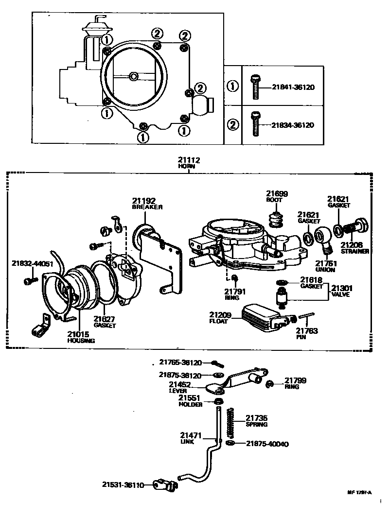 Toyota HILUX 化油器 EPC diagram — MF1797A