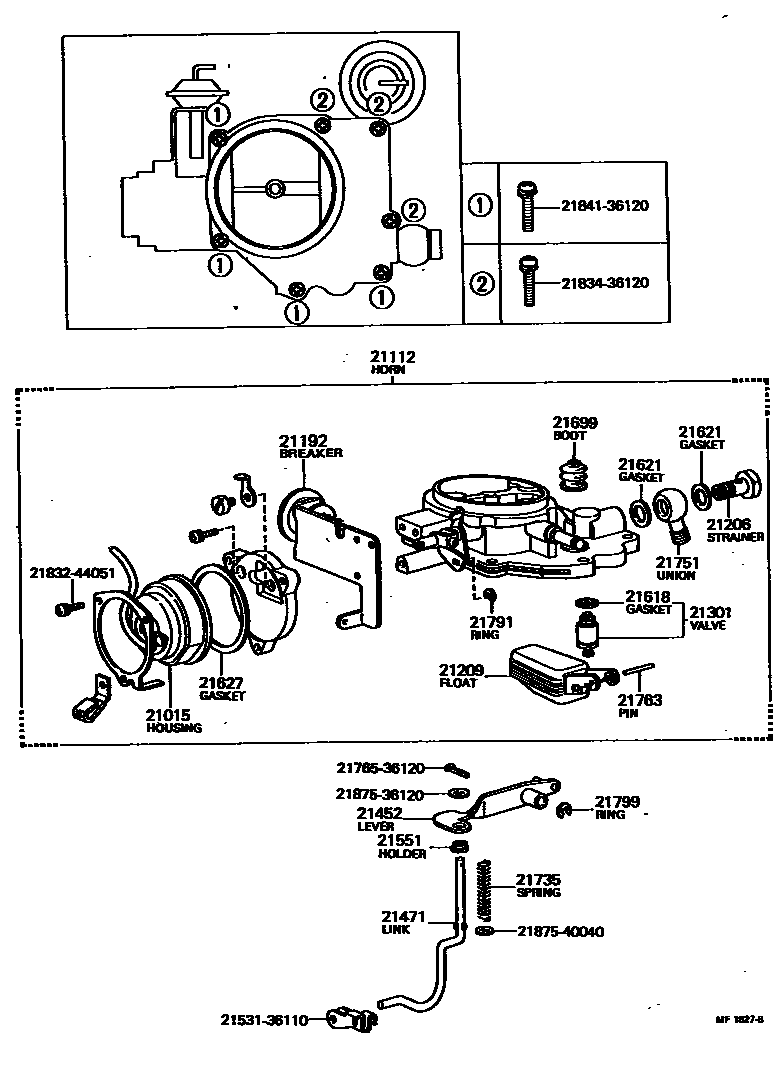 Toyota HILUX 化油器 EPC diagram — MF1827B