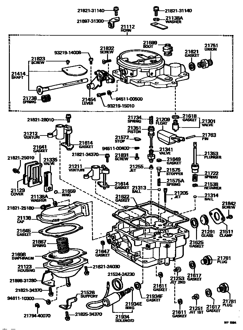 Toyota HILUX 化油器 EPC diagram — MF1964