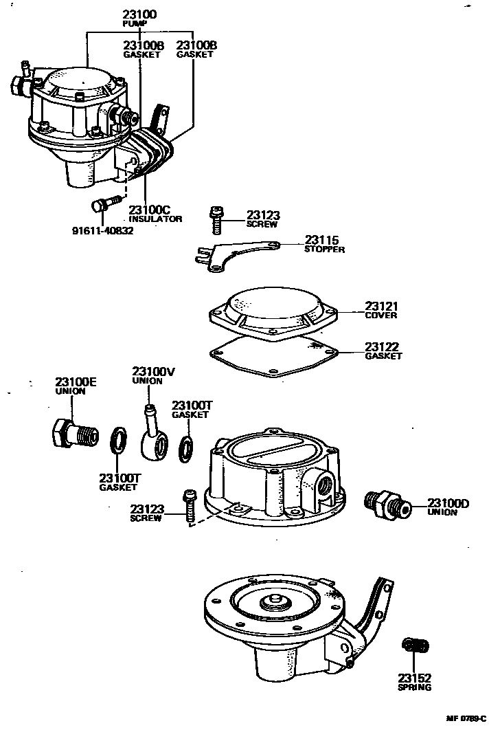 Toyota HILUX 燃油泵和燃油管 EPC diagram — MF0789C