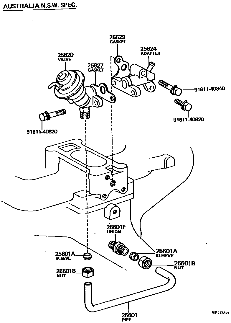 Toyota HILUX 废气再循环系统 EPC diagram — MF1738B