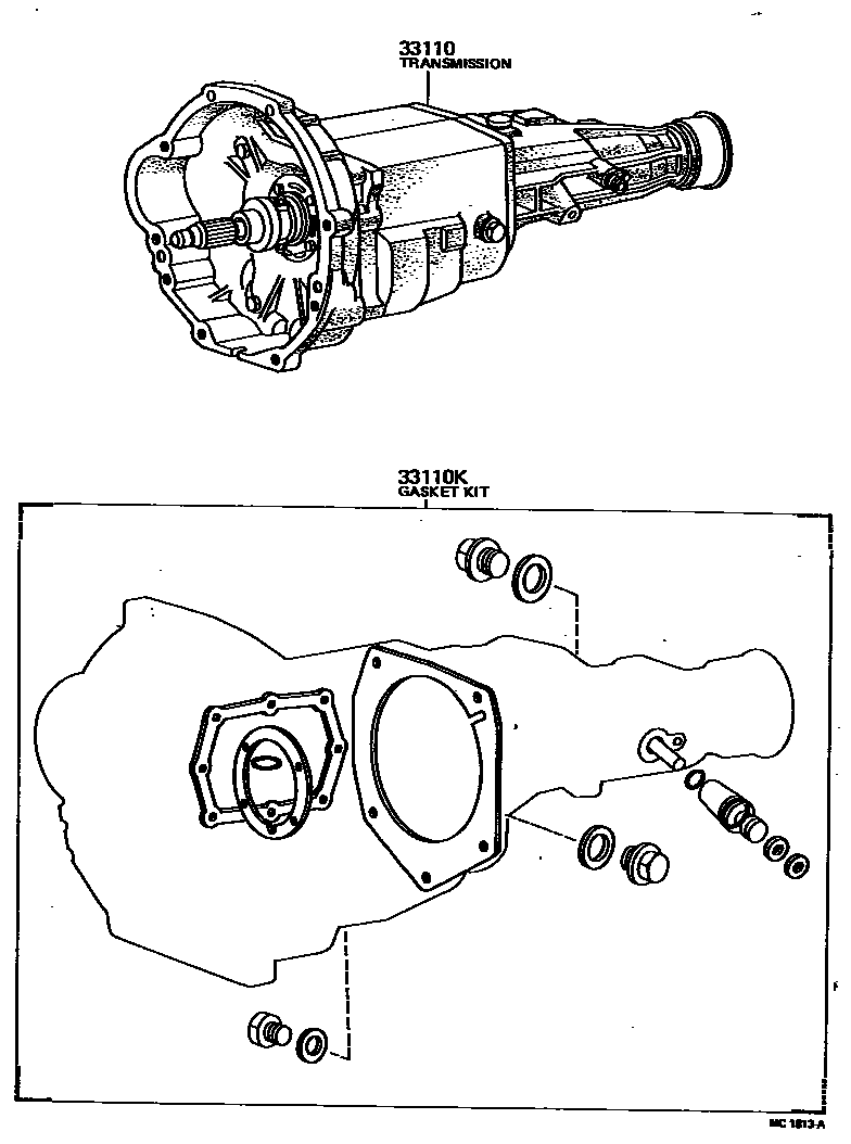 Toyota HILUX 传动桥或变速器总成和衬垫组件(MTM) EPC diagram — MC1813A