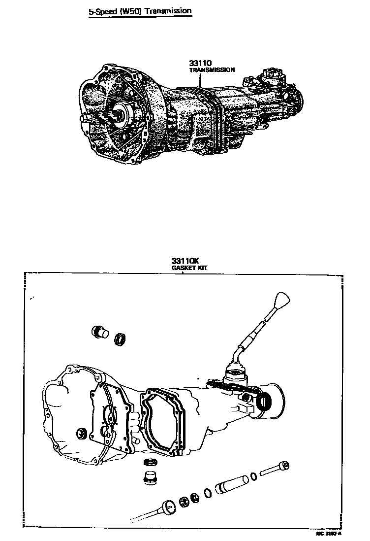 Toyota HILUX 传动桥或变速器总成和衬垫组件(MTM) EPC diagram — MC3192A