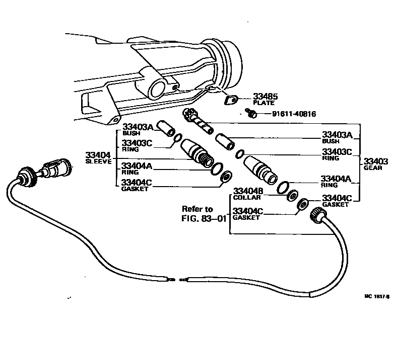 Toyota HILUX 速度表从动齿轮(MTM) EPC diagram — MC1817B