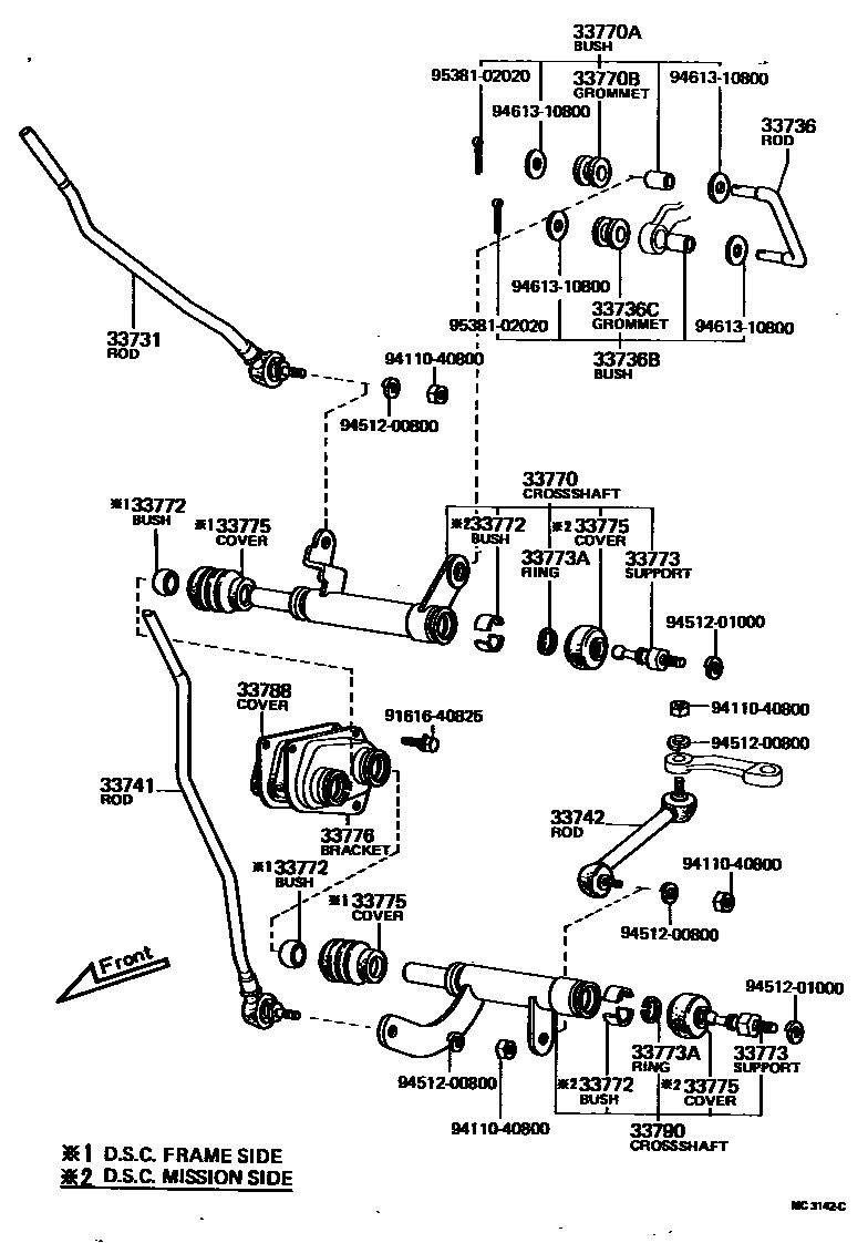 Toyota HILUX 控制轴和横轴 EPC diagram — MC3142C