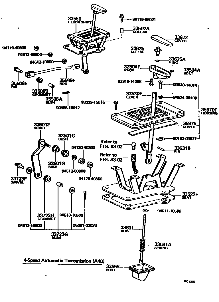 Toyota HILUX Shift Lever & Retainer EPC diagram — MC5395