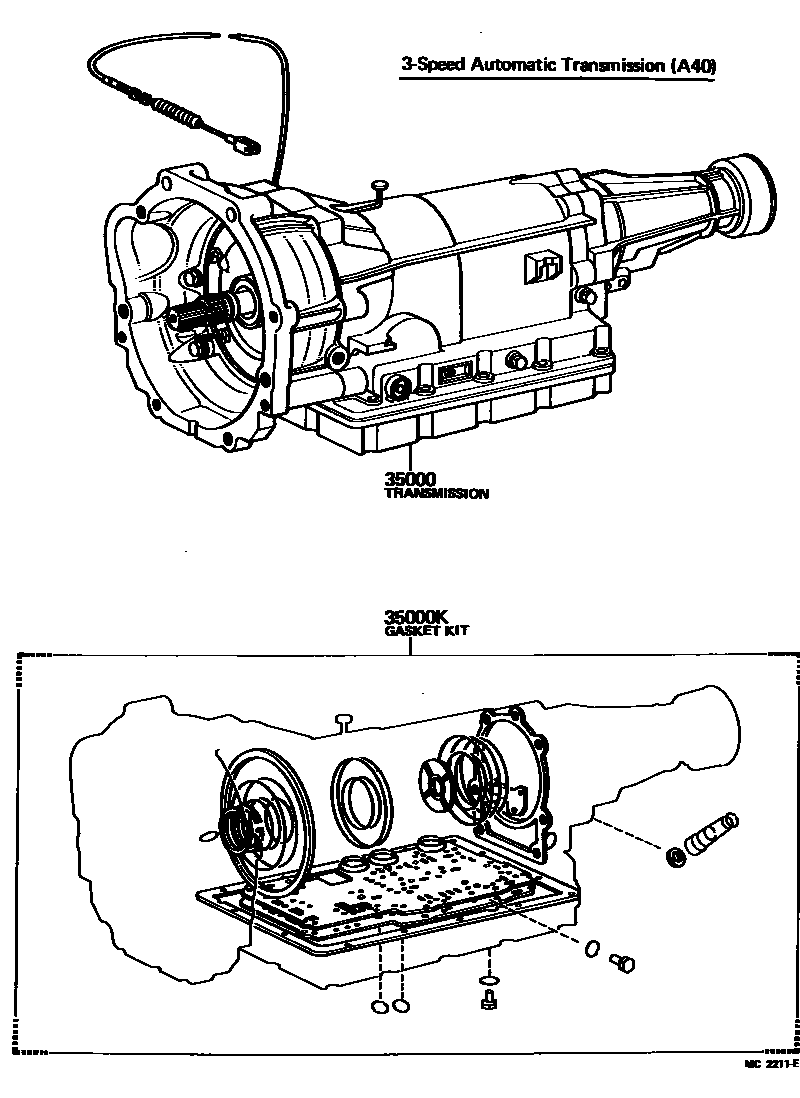 Toyota HILUX 传动桥或变速器总成和衬垫组件(ATM) EPC diagram — MC2211E