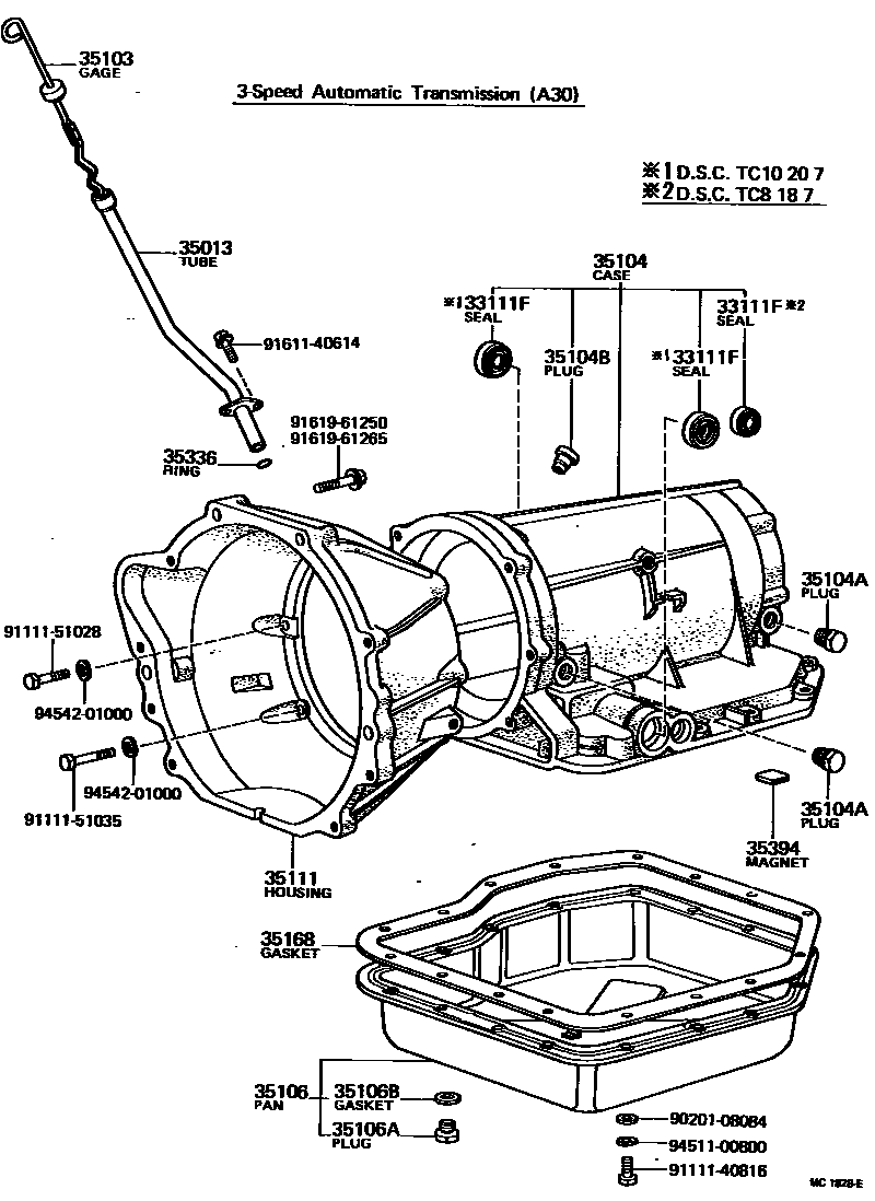 Toyota HILUX 变速器壳和油底壳(ATM) EPC diagram — MC1828E