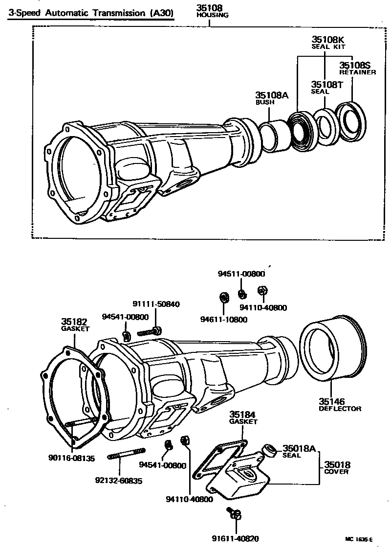 Toyota HILUX Extension shell (ATM) EPC diagram — MC1635E