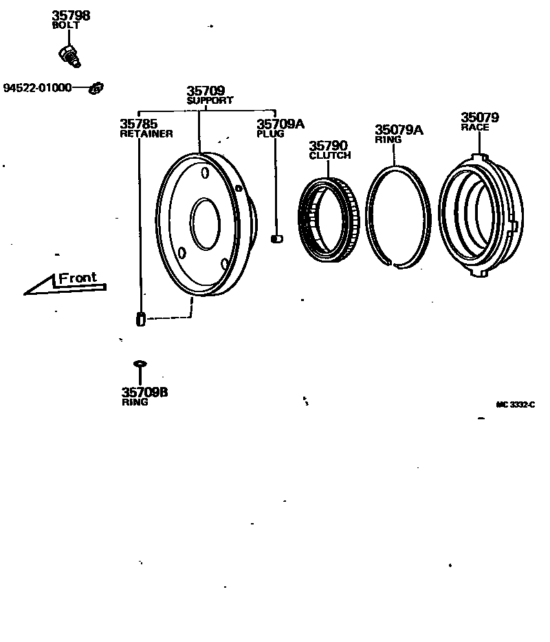 Toyota HILUX 中央支架和行星太阳齿轮(ATM) EPC diagram — MC3332C