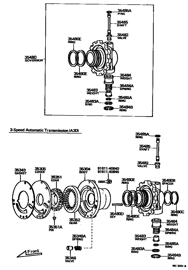 Toyota HILUX 后油泵和调速器(ATM) EPC diagram — MC3337B