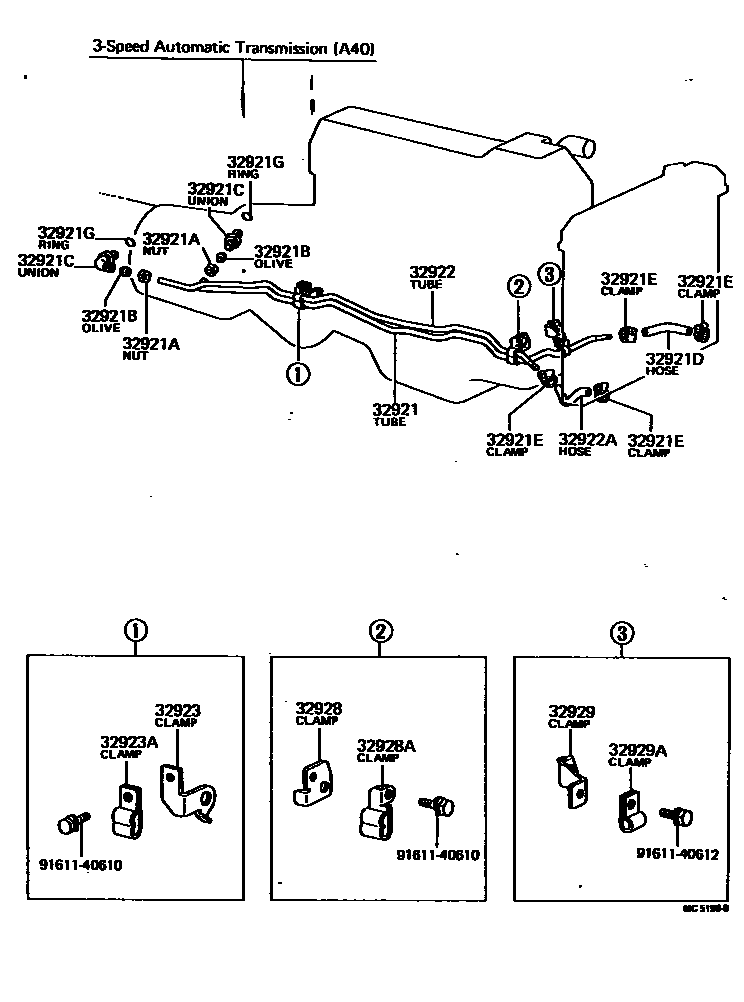 Toyota HILUX 变速器油冷却器和配管(ATM) EPC diagram — MC5196B
