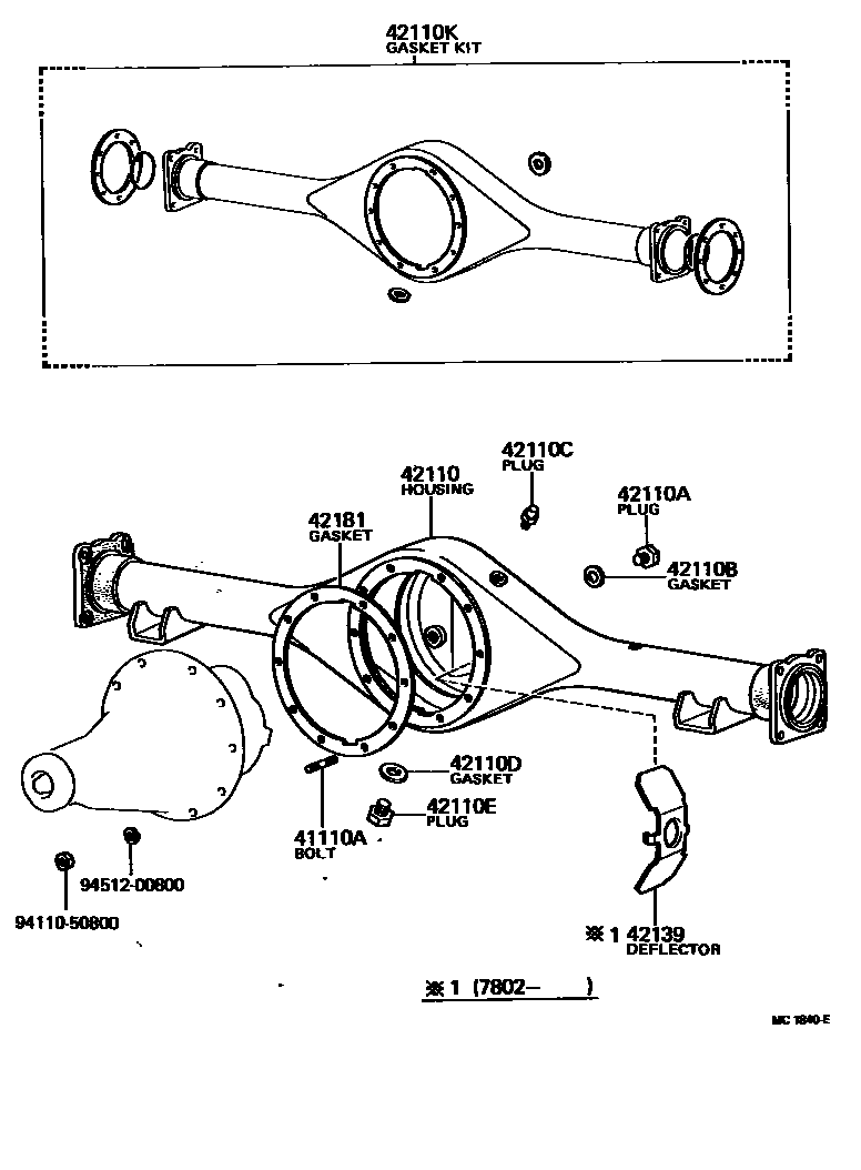 Toyota HILUX 后桥壳和差速器 EPC diagram — MC1840E