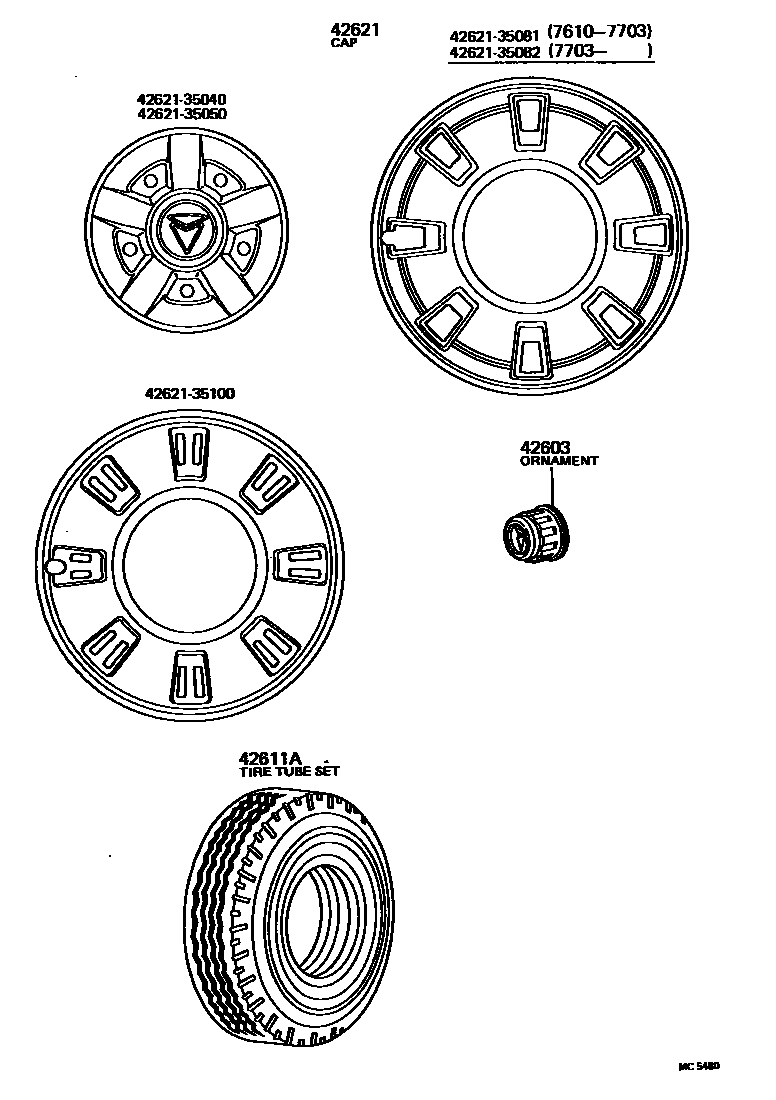 Toyota HILUX 车轮和车轮盖 EPC diagram — MC5480