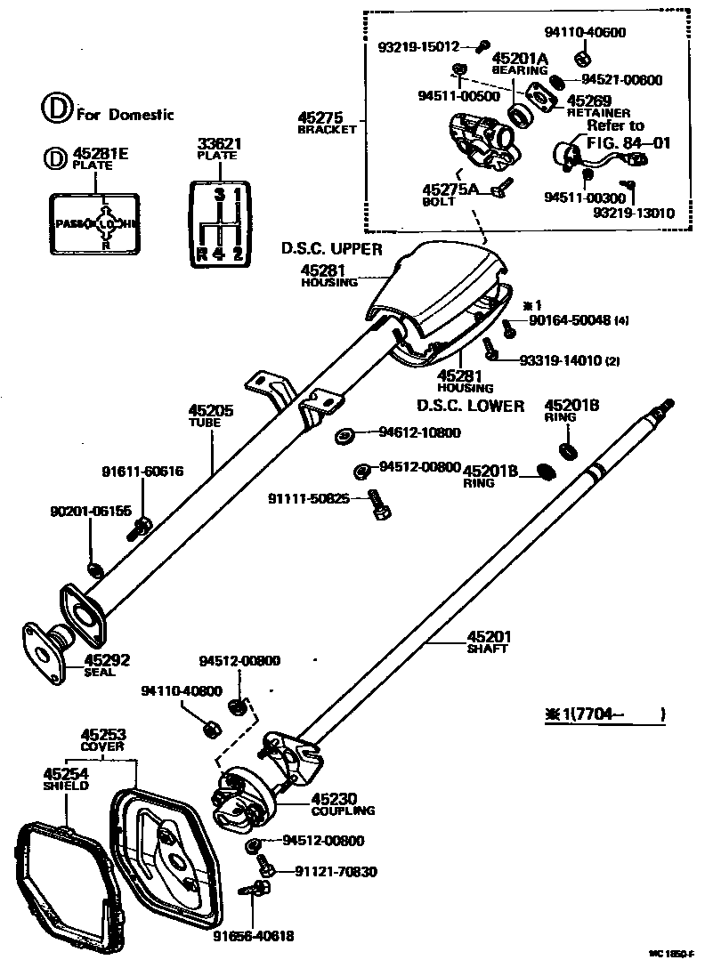 Toyota HILUX Steering Column & Shaft EPC diagram — MC1850F