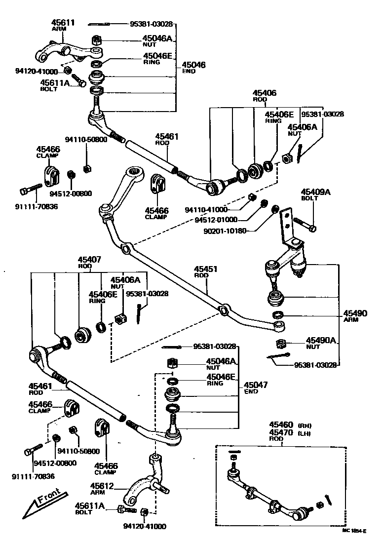 Toyota HILUX 前转向齿轮和连杆 EPC diagram — MC1854E
