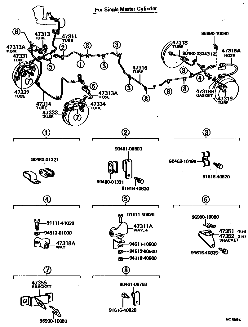 Toyota HILUX 制动配管和卡箍 EPC diagram — MC1866C