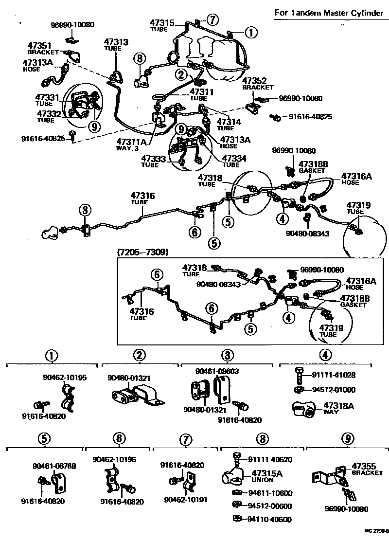 Toyota HILUX 制动配管和卡箍 EPC diagram — MC2799B