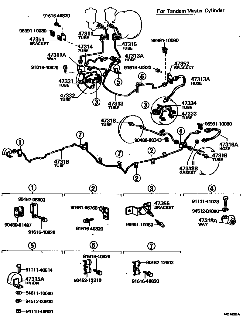 Toyota HILUX 制动配管和卡箍 EPC diagram — MC4422A