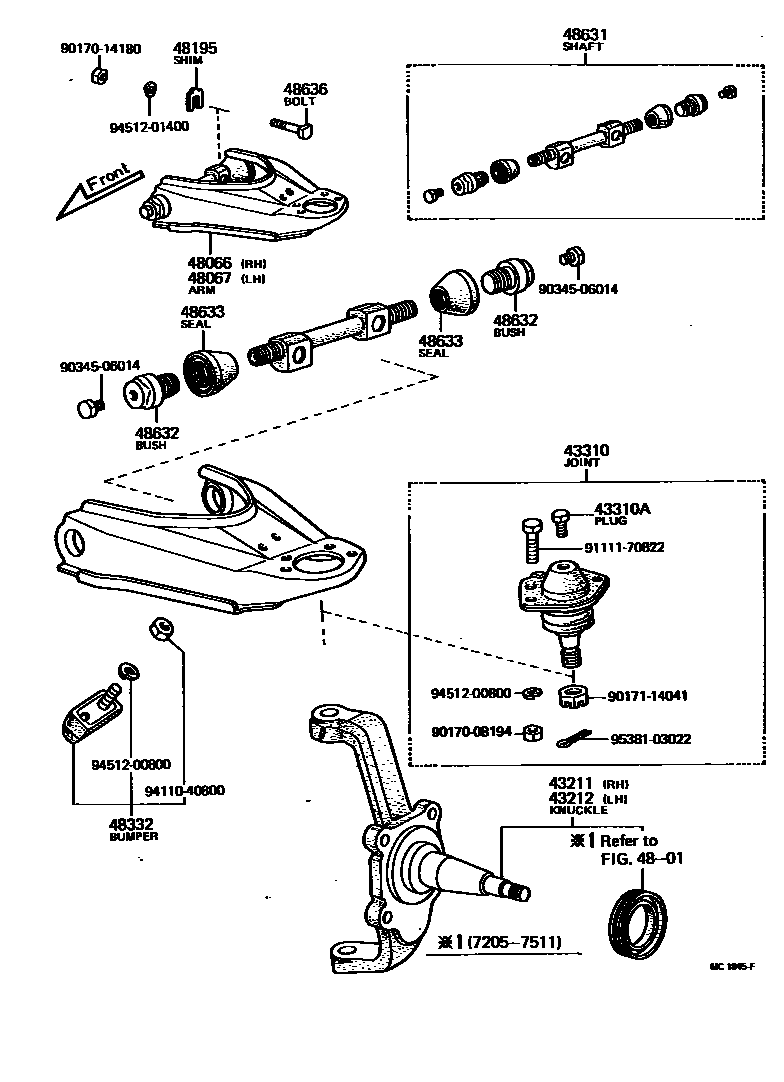 Toyota HILUX 前桥控制臂和转向节 EPC diagram — MC1845F