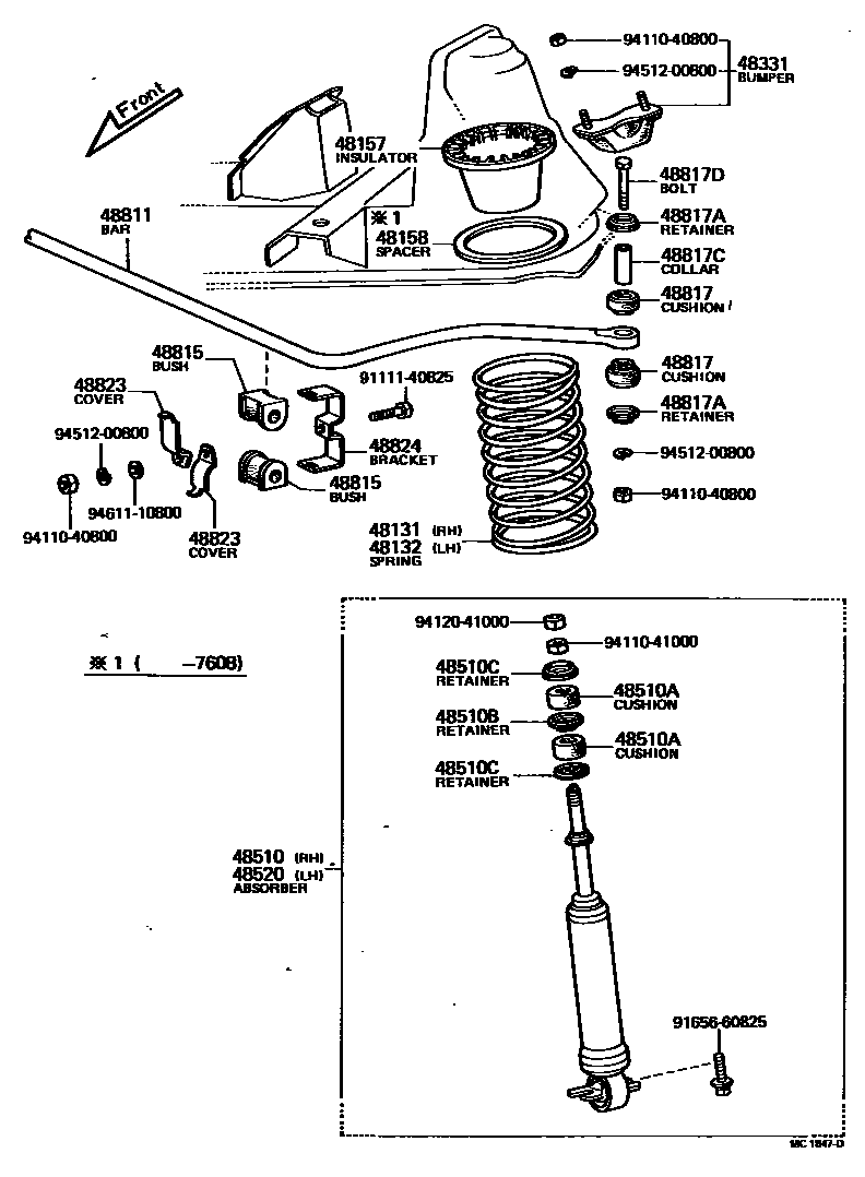 Toyota HILUX Front Spring & Shock Absorber EPC diagram — MC1847D