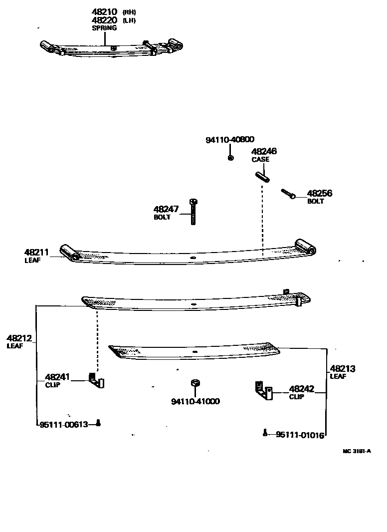 Toyota HILUX Rear Spring & Shock Absorber EPC diagram — MC3181A