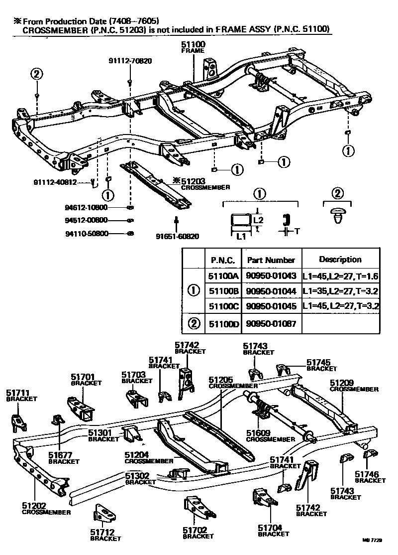 Toyota HILUX 车架 EPC diagram — MB7729