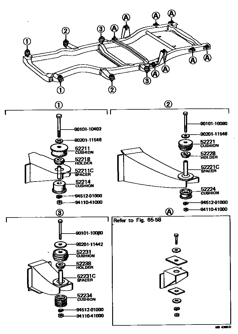 Toyota HILUX 驾驶室悬置和车身悬置 EPC diagram — MB4369D