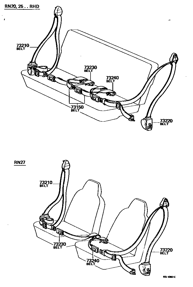 Toyota HILUX seat belt EPC diagram — MB4882C