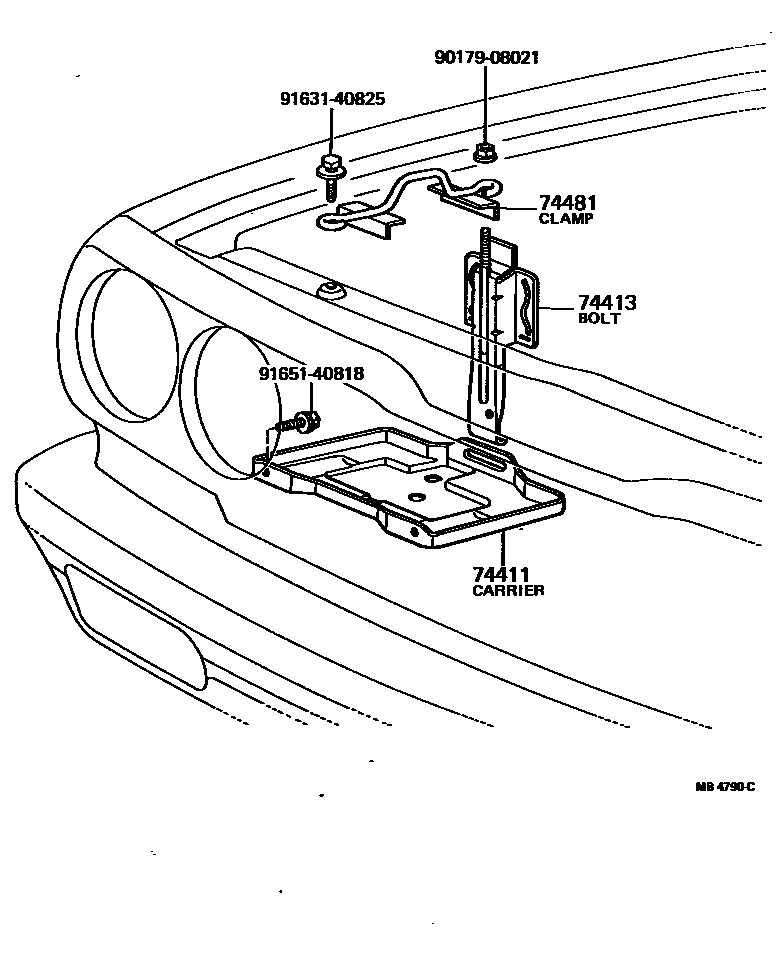 Toyota HILUX battery holder EPC diagram — MB4790C