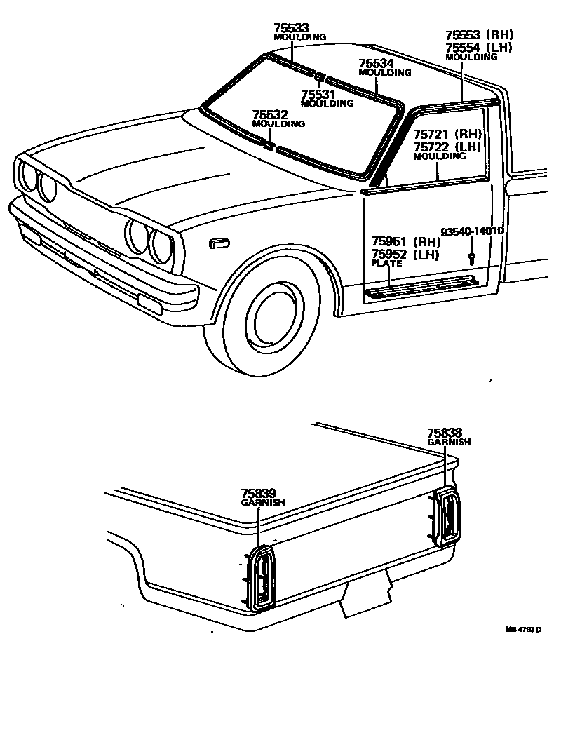 Toyota HILUX 防护条 EPC diagram — MB4793D
