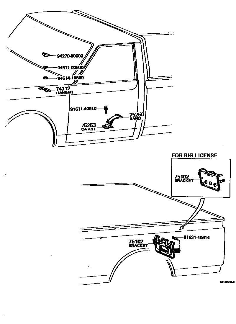 Toyota HILUX 工具箱和牌照支架 EPC diagram — MB6106B