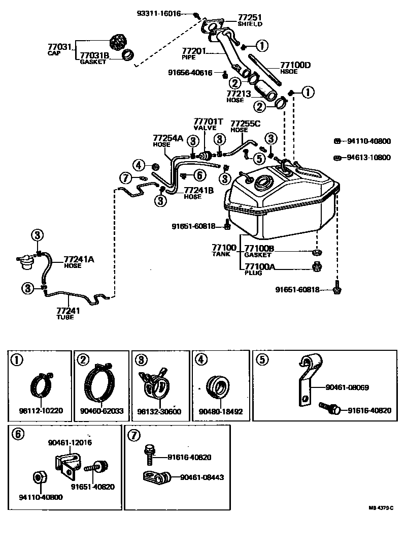 Toyota HILUX 燃油箱和燃油管 EPC diagram — MB4379C