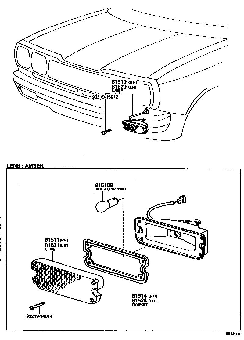 Toyota HILUX 前转向灯 EPC diagram — ME5344B
