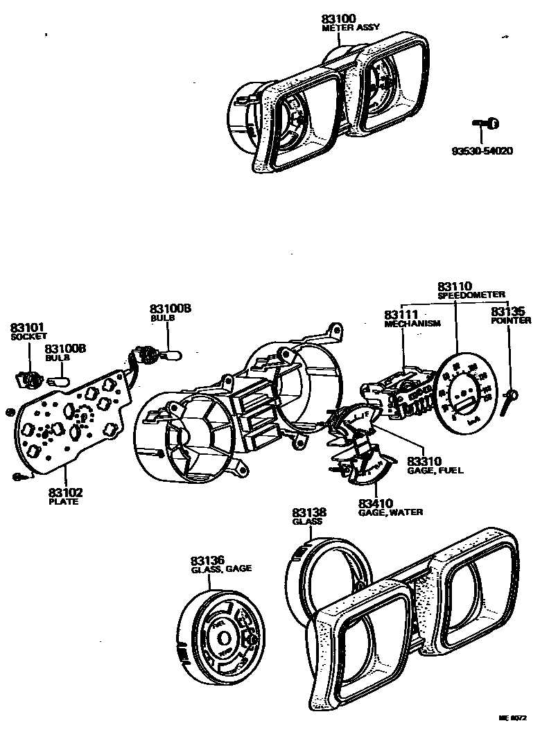 Toyota HILUX 仪表 EPC diagram — ME6072