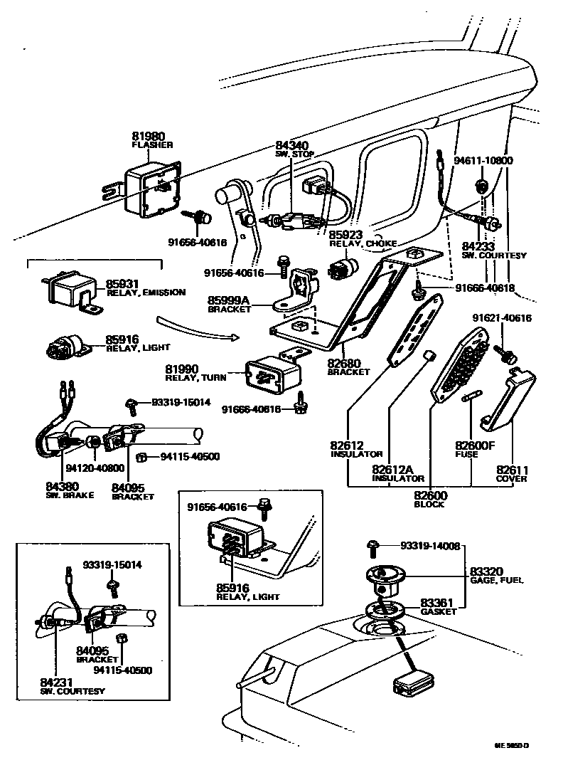 Toyota HILUX 开关和继电器和ECU EPC diagram — ME5850D