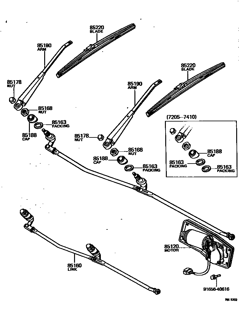 Toyota HILUX 挡风玻璃刮水器 EPC diagram — ME5302