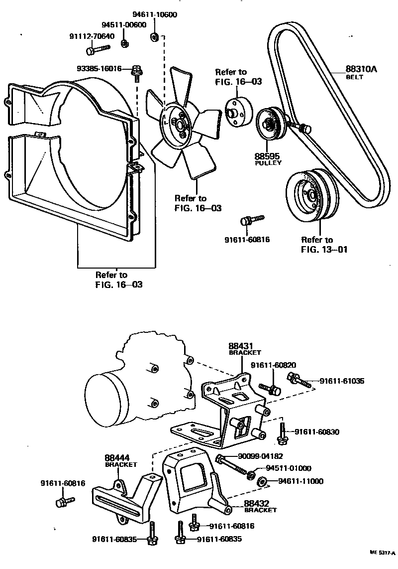 Toyota HILUX Heating & Air Conditioning - Compressor EPC diagram — ME5317A