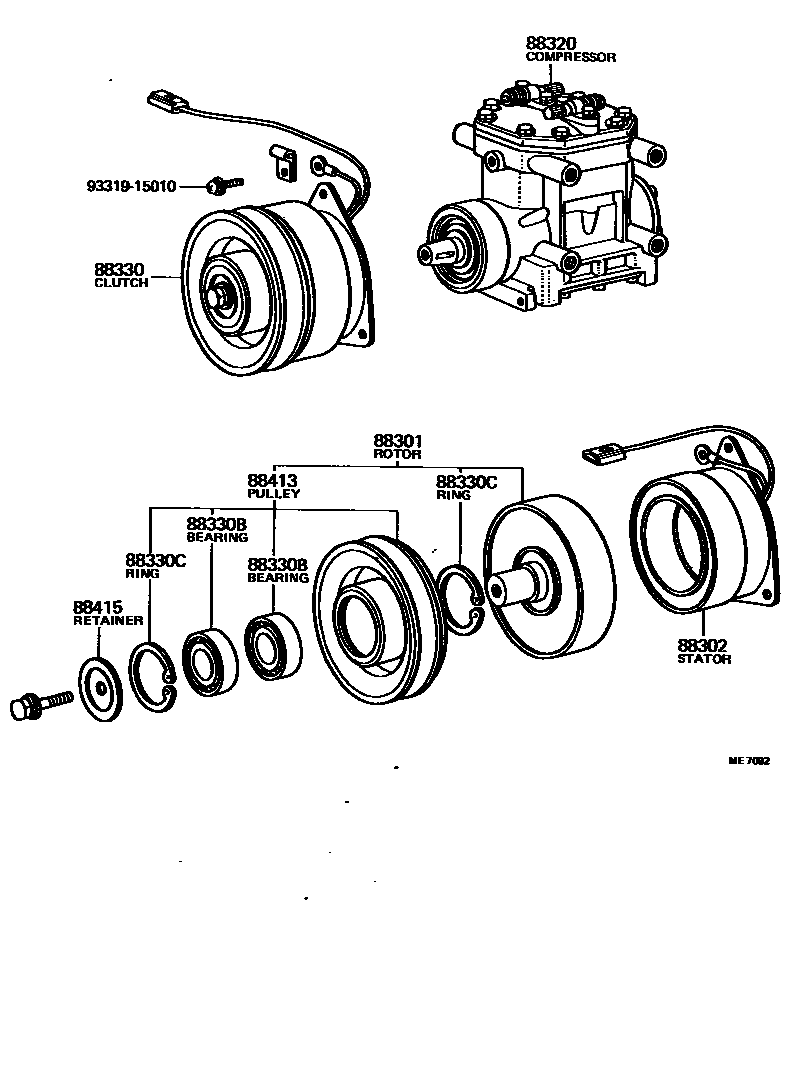 Toyota HILUX Heating & Air Conditioning - Compressor EPC diagram — ME7092