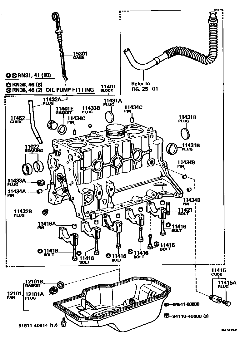 Toyota HILUX Cylinder Block EPC diagram — MA3413C