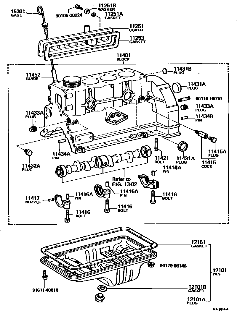 Toyota HILUX Cylinder Block EPC diagram — MA3614A