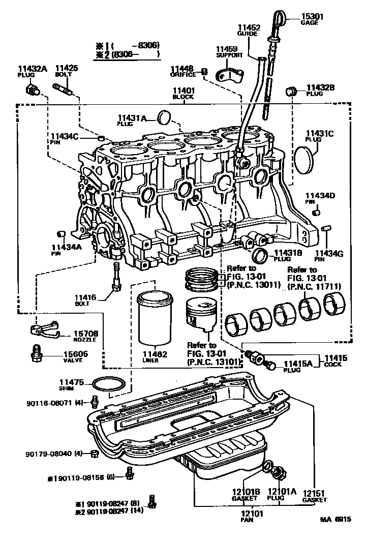 Toyota HILUX Cylinder Block EPC diagram — MA6915