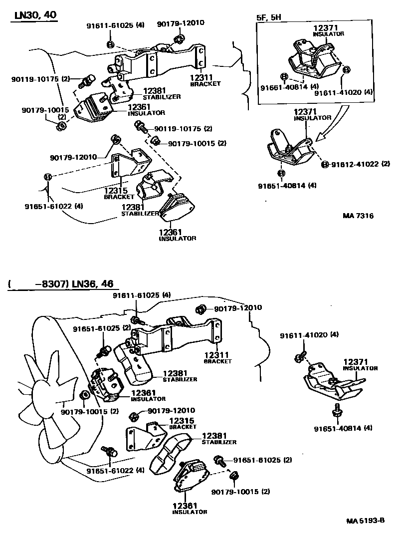 Toyota HILUX Engine Mounting EPC diagram — AS0265D